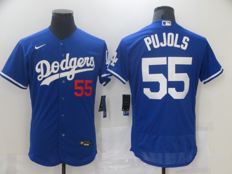 Men Los Angeles Dodgers #55 Pujols Blue Elite 2021 Nike MLB Jersey